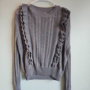 Ayla 100% Cotton Knit Sweater with Ruffle Detail